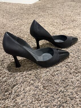 Franco Sarto Black Pointed Toe Mid Stiletto Pumps